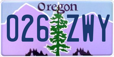 OR license plate 026ZWY