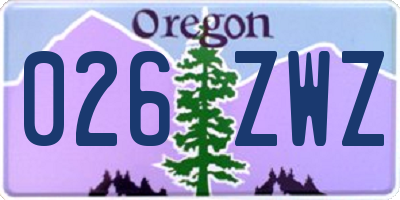 OR license plate 026ZWZ