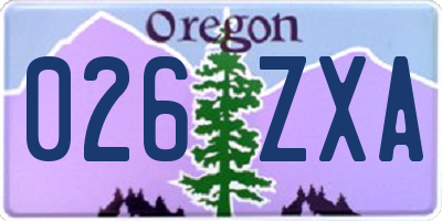 OR license plate 026ZXA