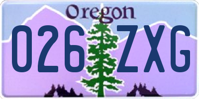 OR license plate 026ZXG