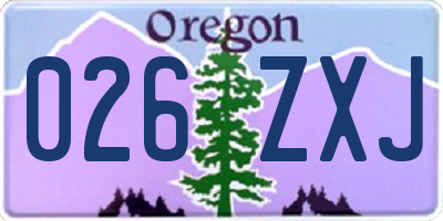 OR license plate 026ZXJ