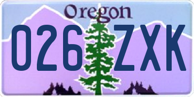 OR license plate 026ZXK