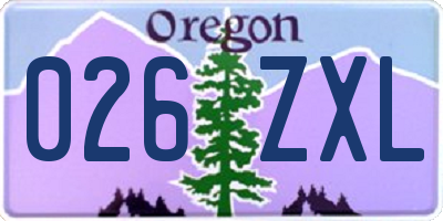 OR license plate 026ZXL