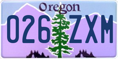 OR license plate 026ZXM