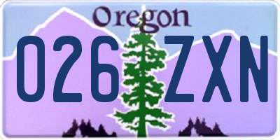 OR license plate 026ZXN