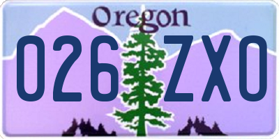 OR license plate 026ZXO