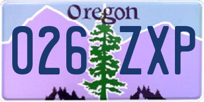 OR license plate 026ZXP