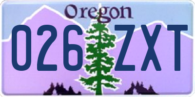 OR license plate 026ZXT