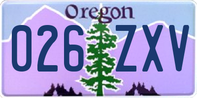 OR license plate 026ZXV