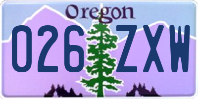 OR license plate 026ZXW