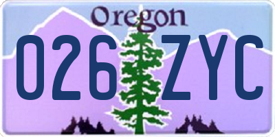 OR license plate 026ZYC