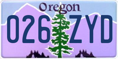 OR license plate 026ZYD