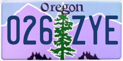 OR license plate 026ZYE