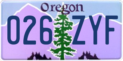 OR license plate 026ZYF
