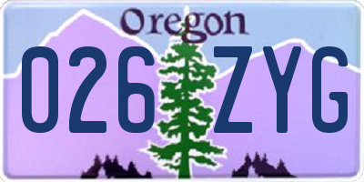 OR license plate 026ZYG