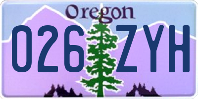 OR license plate 026ZYH