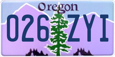 OR license plate 026ZYI