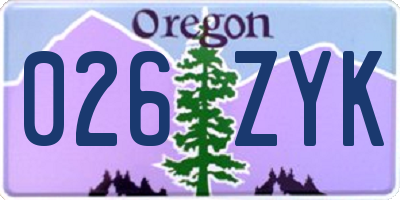 OR license plate 026ZYK