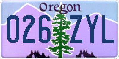 OR license plate 026ZYL
