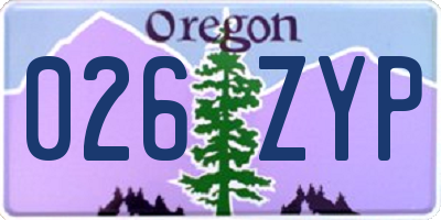 OR license plate 026ZYP
