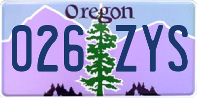 OR license plate 026ZYS