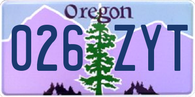 OR license plate 026ZYT