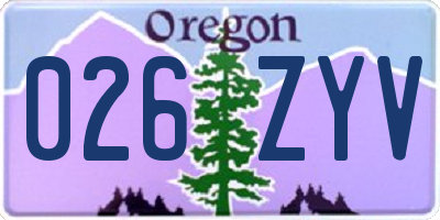 OR license plate 026ZYV