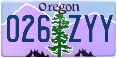 OR license plate 026ZYY
