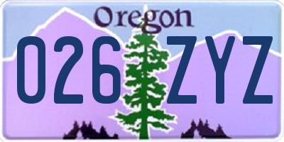 OR license plate 026ZYZ