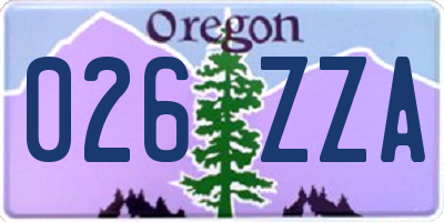 OR license plate 026ZZA