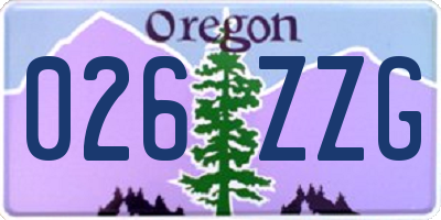 OR license plate 026ZZG