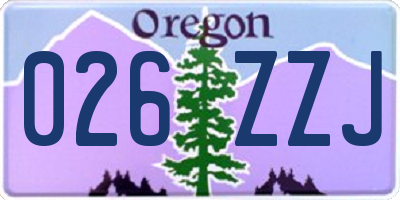 OR license plate 026ZZJ