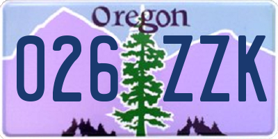 OR license plate 026ZZK