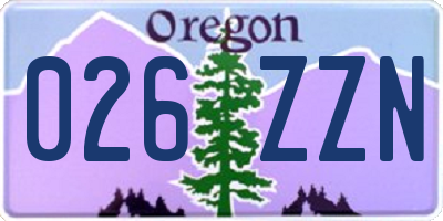 OR license plate 026ZZN