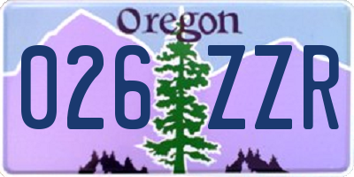 OR license plate 026ZZR