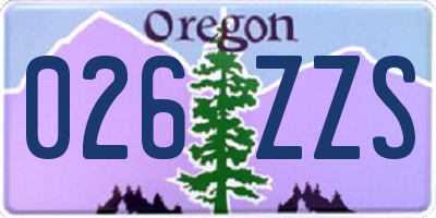OR license plate 026ZZS