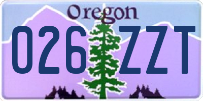 OR license plate 026ZZT
