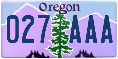 OR license plate 027AAA