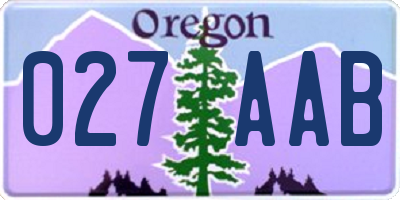 OR license plate 027AAB