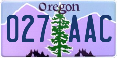 OR license plate 027AAC
