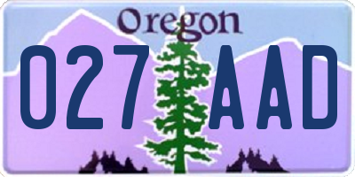 OR license plate 027AAD