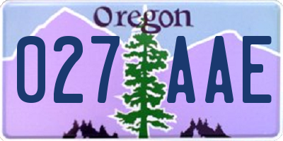 OR license plate 027AAE