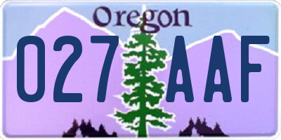 OR license plate 027AAF