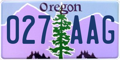 OR license plate 027AAG