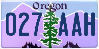 OR license plate 027AAH
