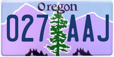 OR license plate 027AAJ
