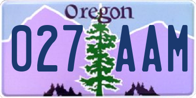 OR license plate 027AAM