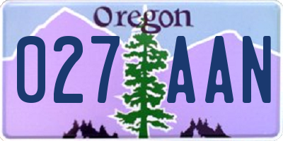 OR license plate 027AAN
