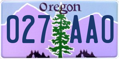 OR license plate 027AAO
