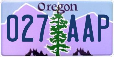 OR license plate 027AAP